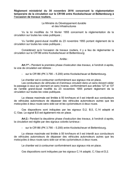 Règlement ministériel du 30 novembre 2016 concernant la