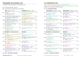 programme des échanges 2016 les thématiques 2016