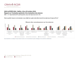 AGA du RCDR 2016 : Halifax, 18 au 20 octobre 2016 Rapport sur l