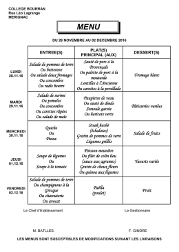 Menu du 28/11 au 02/12