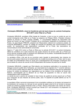Christophe SIRUGUE a r&eacute;uni le Comit&eacute; de suivi de haut niveau du