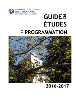 Guide des &eacute;tudes - Institut de pastorale des Dominicains