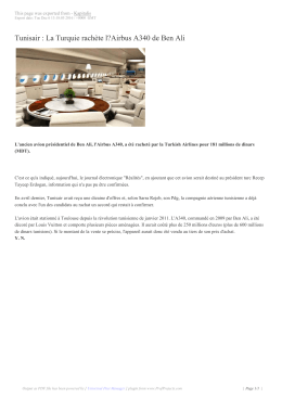 Tunisair : La Turquie rachète l?Airbus A340 de Ben Ali