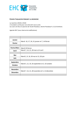 Janvier Mardi 10, 17, 24, 31 janvier et 7, 14 f&eacute;vrier F&eacute;vrier F&eacute;vrier