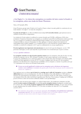 Loi Sapin 2 &raquo; : la vision des entreprises en mati&egrave;re