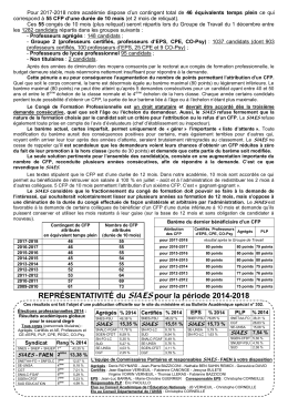 REPRÉSENTATIVITÉ du SIAES pour la période 2014-2018