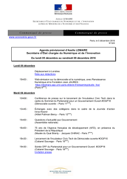 Communiqu&eacute; de presse Communiqu&eacute; de presse Agenda