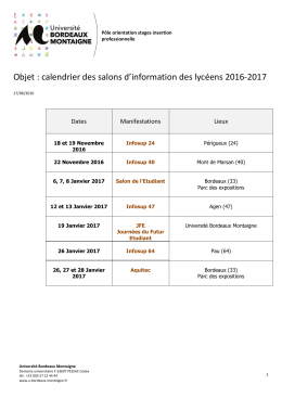 Objet : calendrier des salons d`information des lycéens 2016-2017