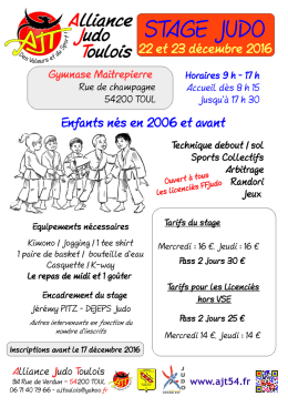 stage judo - Alliance Judo Toulois