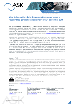 Mise &agrave; disposition de la documentation pr&eacute;paratoire &agrave; l