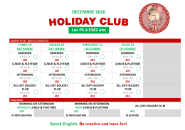 fiche d`inscription pour Holiday Club de