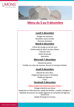 Menu du 5 au 9 décembre