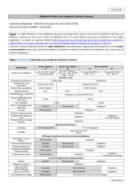 Fiche n&deg;19 R&egrave;glement f&eacute;d&eacute;ral des complexes boulistes couverts