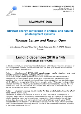 Lundi 5 decembre 2016 &agrave; 14h Auditorium de l`IPCMS