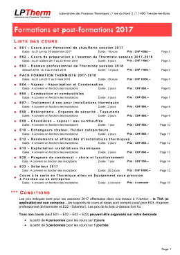 Formations et post-formations 2017