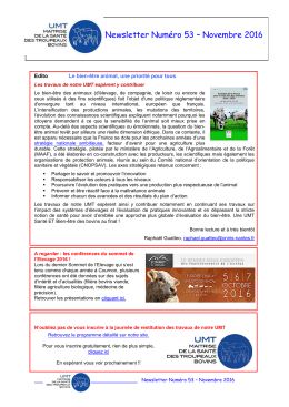 Newsletter Numéro 53 – Novembre 2016