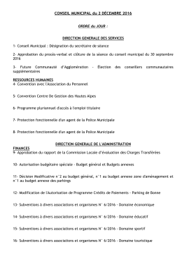 CONSEIL MUNICIPAL du 2 DÉCEMBRE 2016