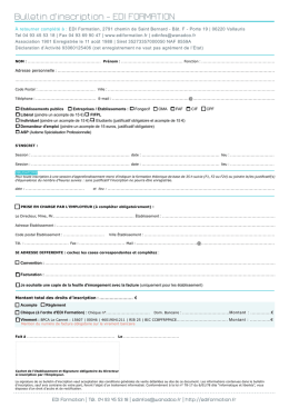 Téléchargez le bulletin d`inscription