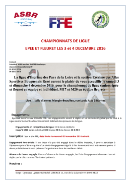 CHAMPIONNATS DE LIGUE EPEE ET FLEURET LES 3 et 4