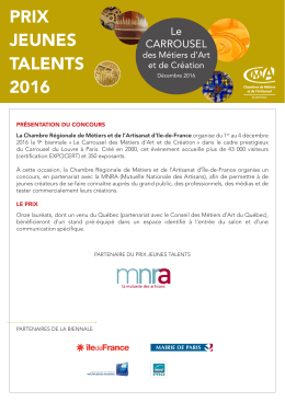 T&eacute;l&eacute;charger le dossier de candidature Prix Jeunes Talents 2016