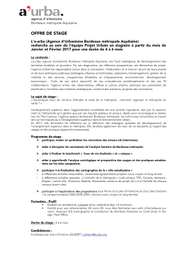 Agence d`urbanisme Bordeaux, stage master &agrave; partir de janvier ou