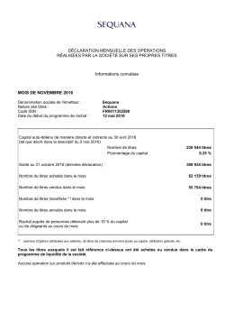 DÉCLARATION MENSUELLE DES OPÉRATIONS