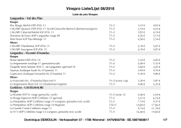 Liste de prix décembre 2016