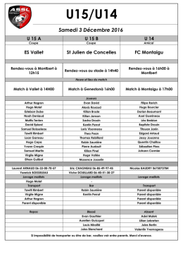 U15/U14 Samedi 3 Décembre 2016