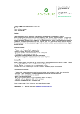 Offre de stage Adventure Conseil-Affiliate Manager