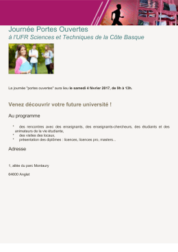 Journ&eacute;e Portes Ouvertes - UFR Sciences et Technique de la C&ocirc;te