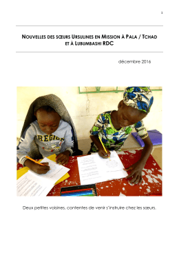 nouvelles des s&oelig;urs ursulines en mission &agrave; pala / tchad