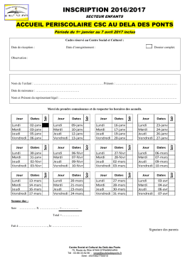 Fiche d`inscription p&eacute;riscolaire - Trimestre 2