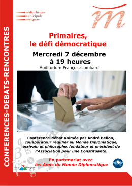 Primaires, le défi démocratique CONFERENCES