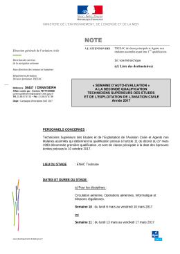 SAE seconde qualification TSEEAC 2017 Inscription &agrave; la semaine d