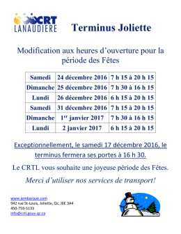 Terminus Joliette - Corporation de transport Joliette métropolitain