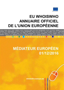 EU WHOISWHO ANNUAIRE OFFICIEL DE L`UNION