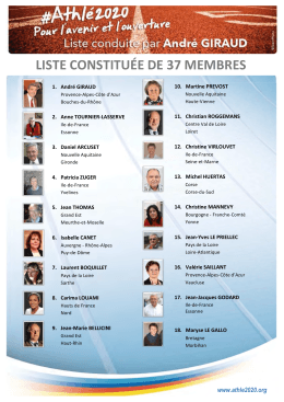 LISTE CONSTITU&Eacute;E DE 37 MEMBRES