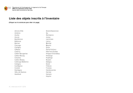 Liste des objets inscrits à l`inventaire