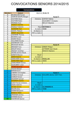 CONVOCATIONS SENIORS 2014/2015