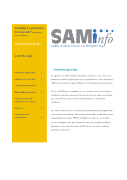 Conditions g&eacute;n&eacute;rales