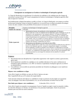 Enseignante ou enseignant en Gestion et technologies d`entreprise