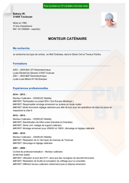 Recrutement CV MONTEUR CAT&Eacute;NAIRE