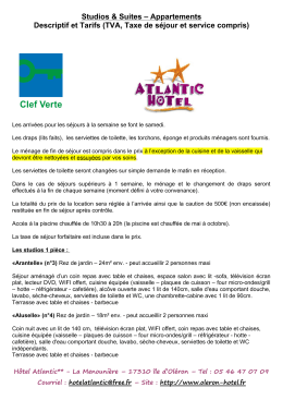 Tarif location à la semaine 2017