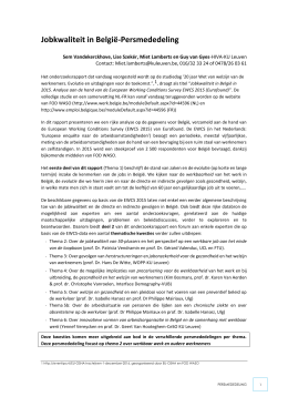 Jobkwaliteit in Belgi&euml;-Persmededeling