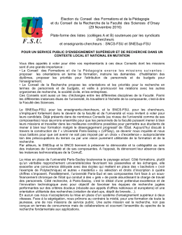 FSU - Faculté des Sciences de l`Université Paris-Sud