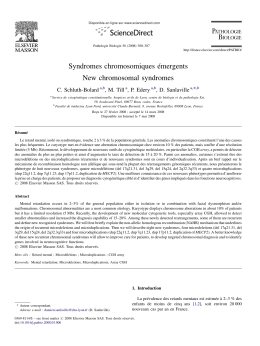 New Chromosomal Syndromes (PDF Available)