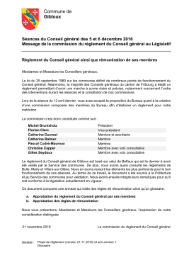 Message de la commission du règlement du Conseil général