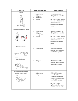 Exercices Muscles sollicités Prescription