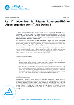 Le 1er décembre, la Région Auvergne-Rhône