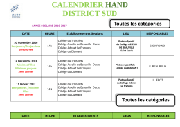 CALENDRIER HAND DISTRICT SUD